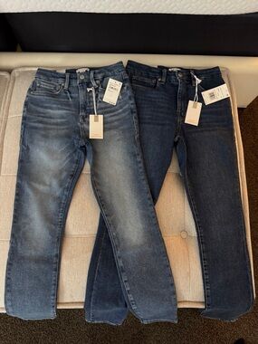 Good American Skinny/Crop Jeans Duo - Light Wash & Dark Wash Blue